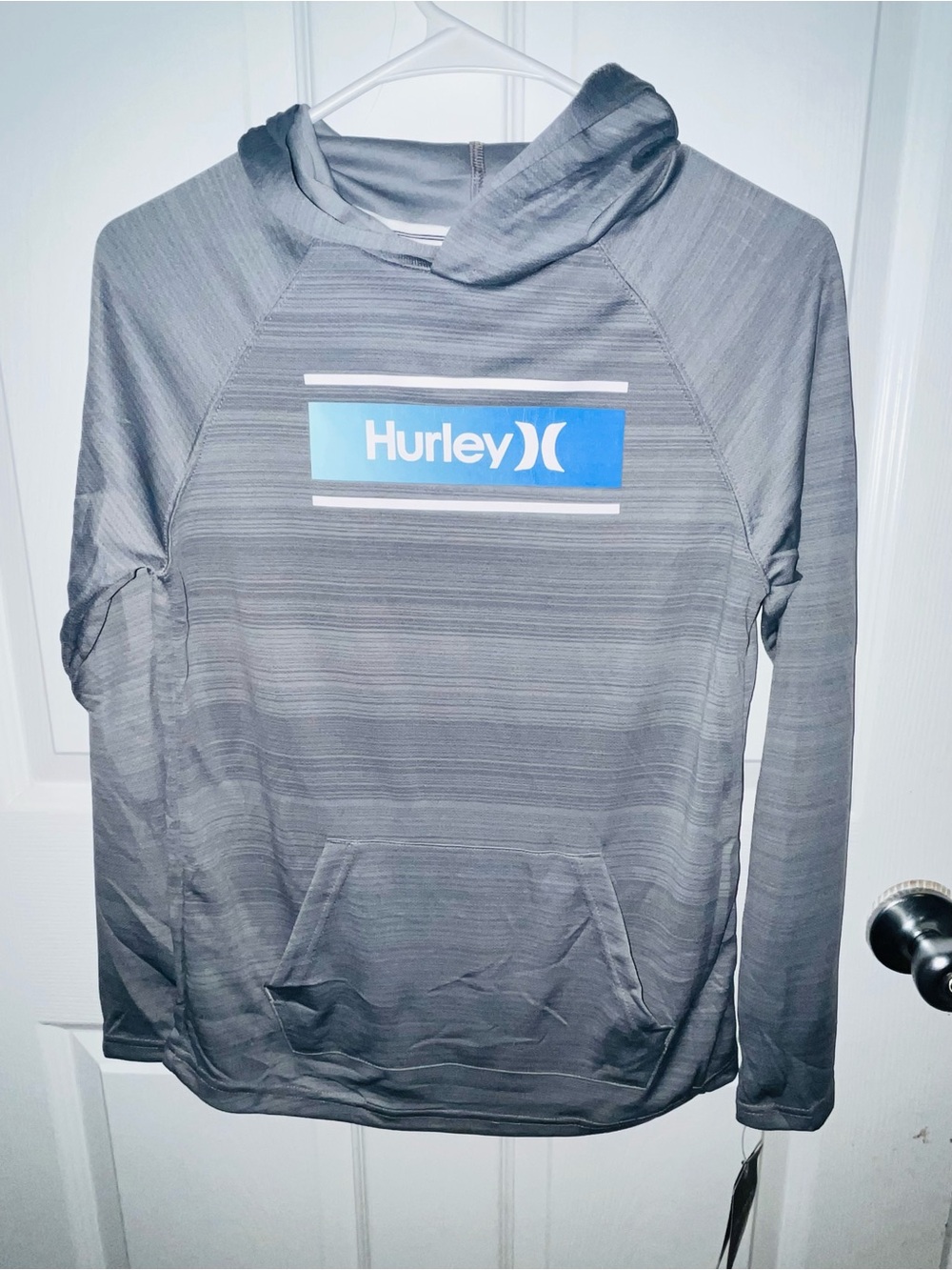 Hurley Light Grey Crewneck Pullover with Navy Trim